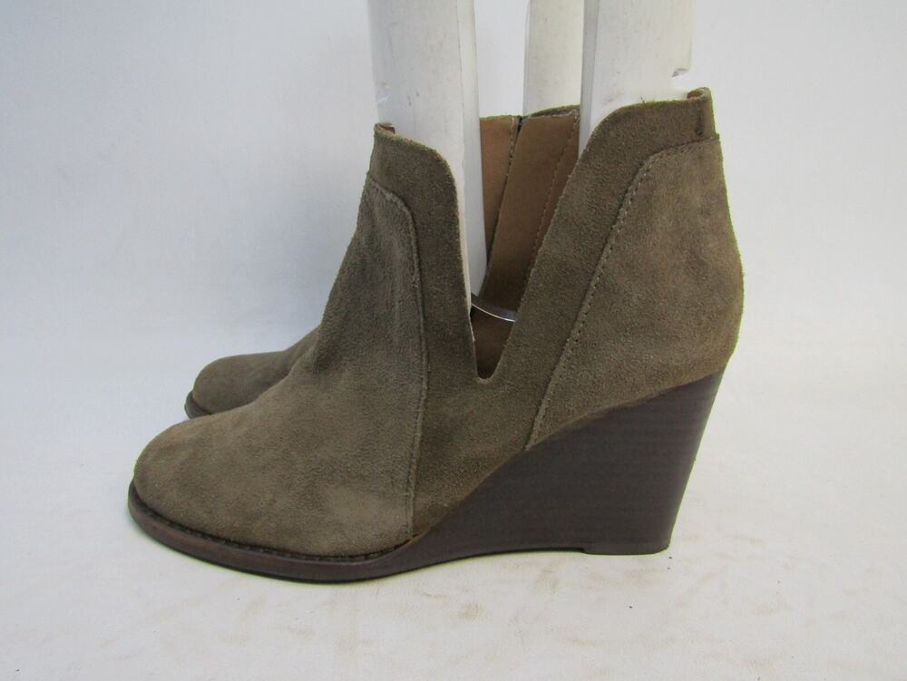 Lucky Brand Womens Size 6.5 M Brown Suede Zip Wedge Ankle Fashion Boots Bootie